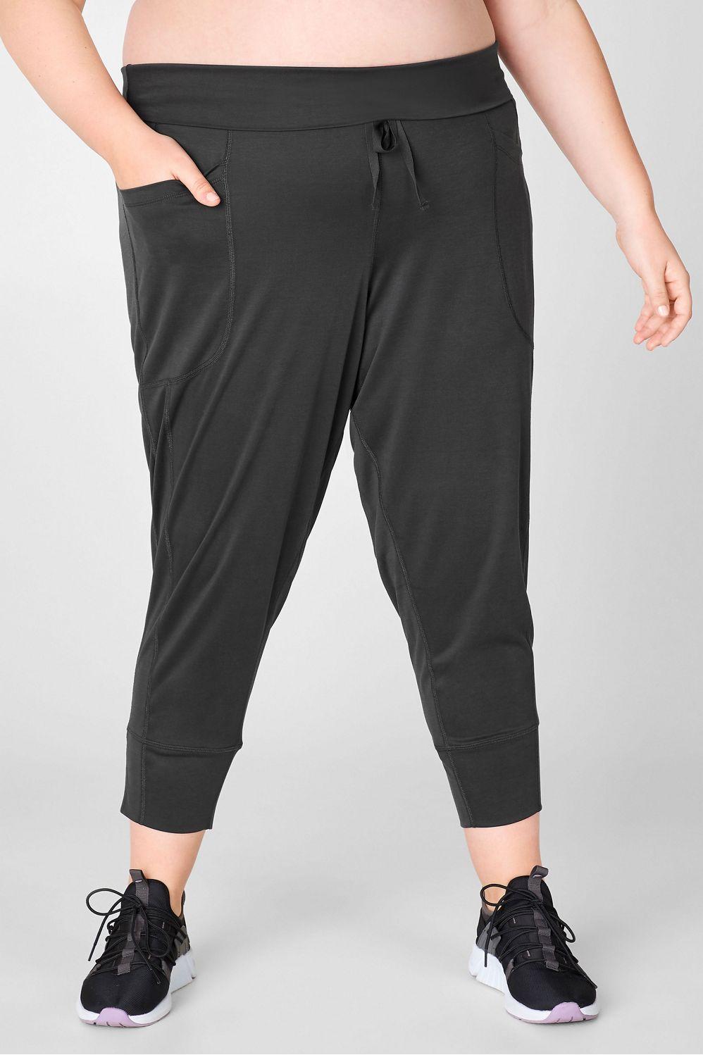 Fabletics Sleek Knit Drawstring Pant Womens black plus Size 1X Product Image