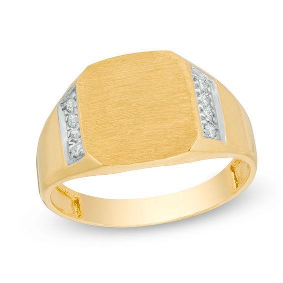 Men's 1/8 CT. T.w. Diamond Signet Ring in 10K Gold Product Image