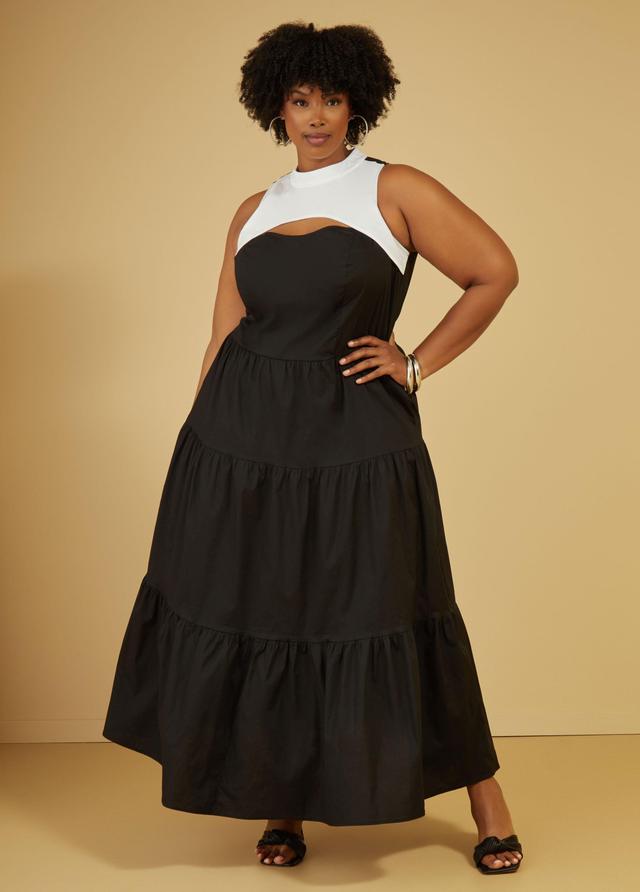 Plus Size Cutout Colorblock Maxi Dress Ashley Stewart Product Image