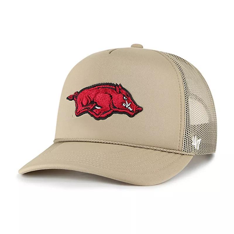 Mens 47 Khaki Arkansas Razorbacks Foam Front Mesh Trucker Snapback Hat Product Image