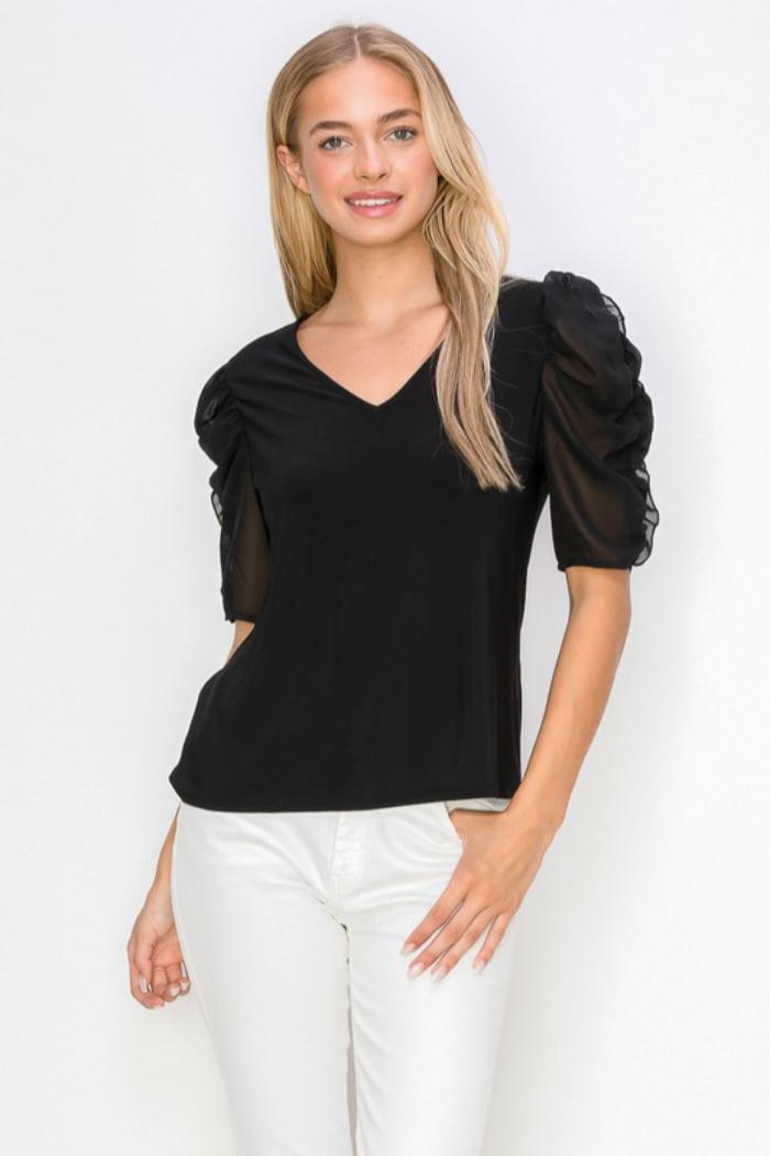 Puff Sheer Sleeve Top Product Image