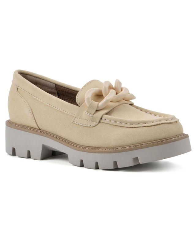 White Mountain Womens Goodie Lug Sole Loafers - Butter Cream Product Image