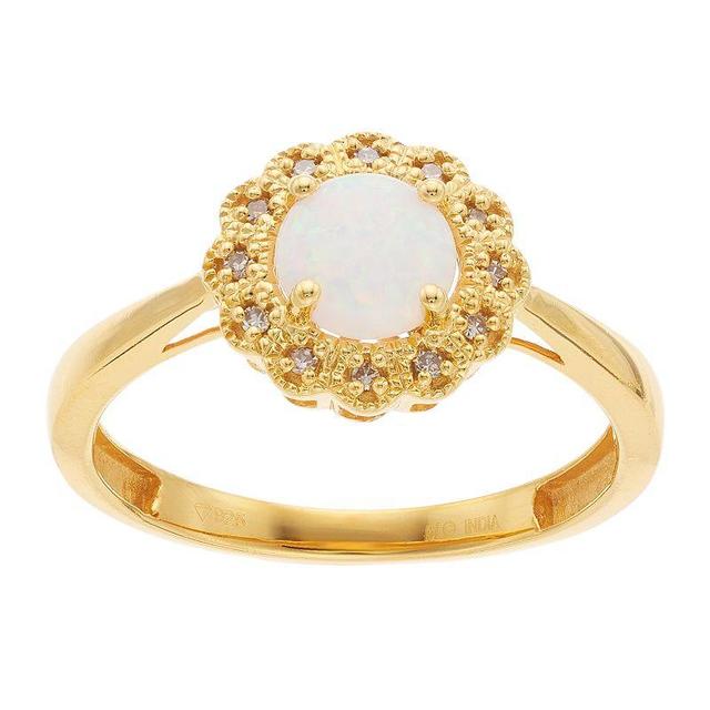 Gemminded 18k Rose Gold Over Silver Lab-Created Opal Flower Ring, Womens Gold Tone Product Image