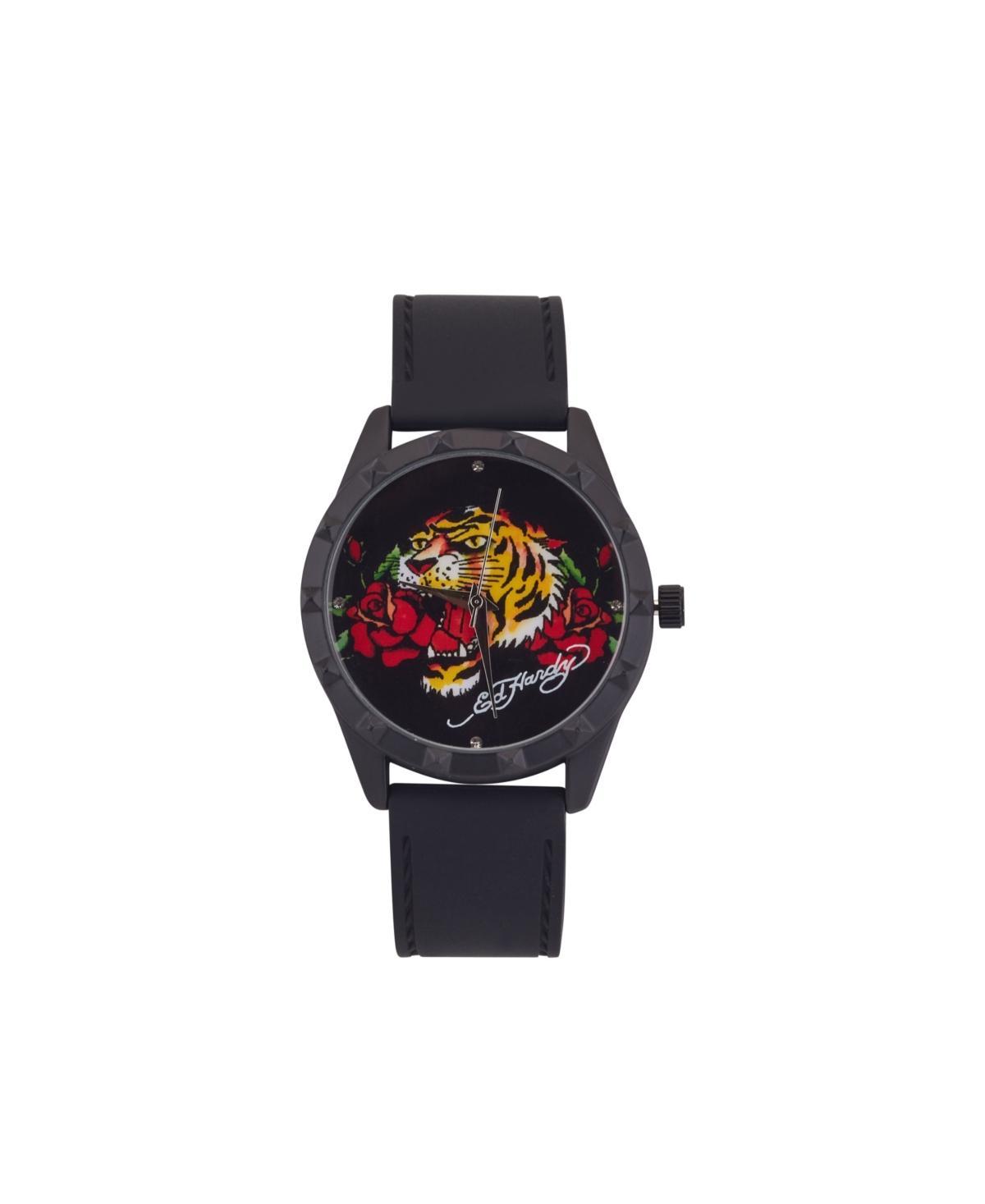 Ed Hardy Womens Quartz Black Silicone Watch 40mm Product Image