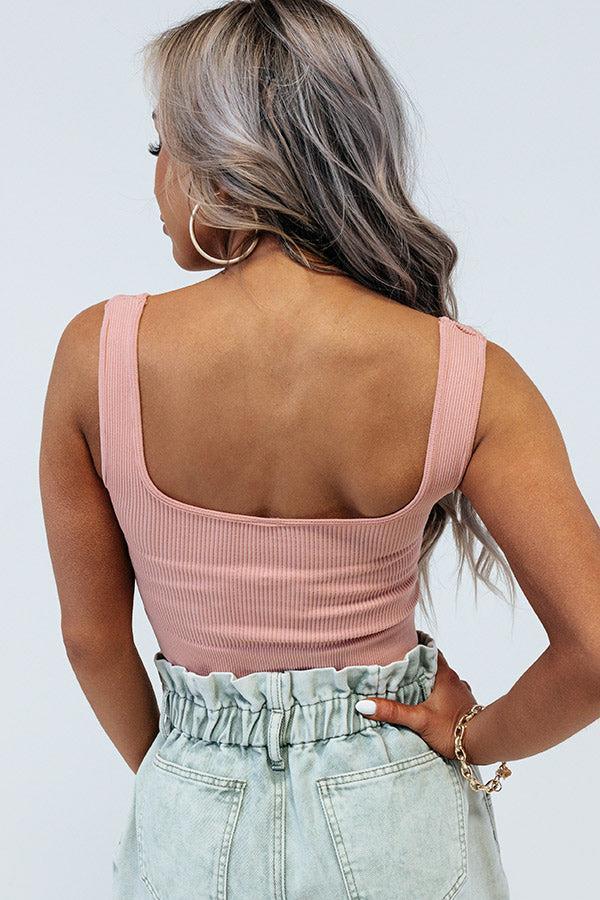 Cuteness On Repeat Ribbed Crop Tank In Pink Product Image