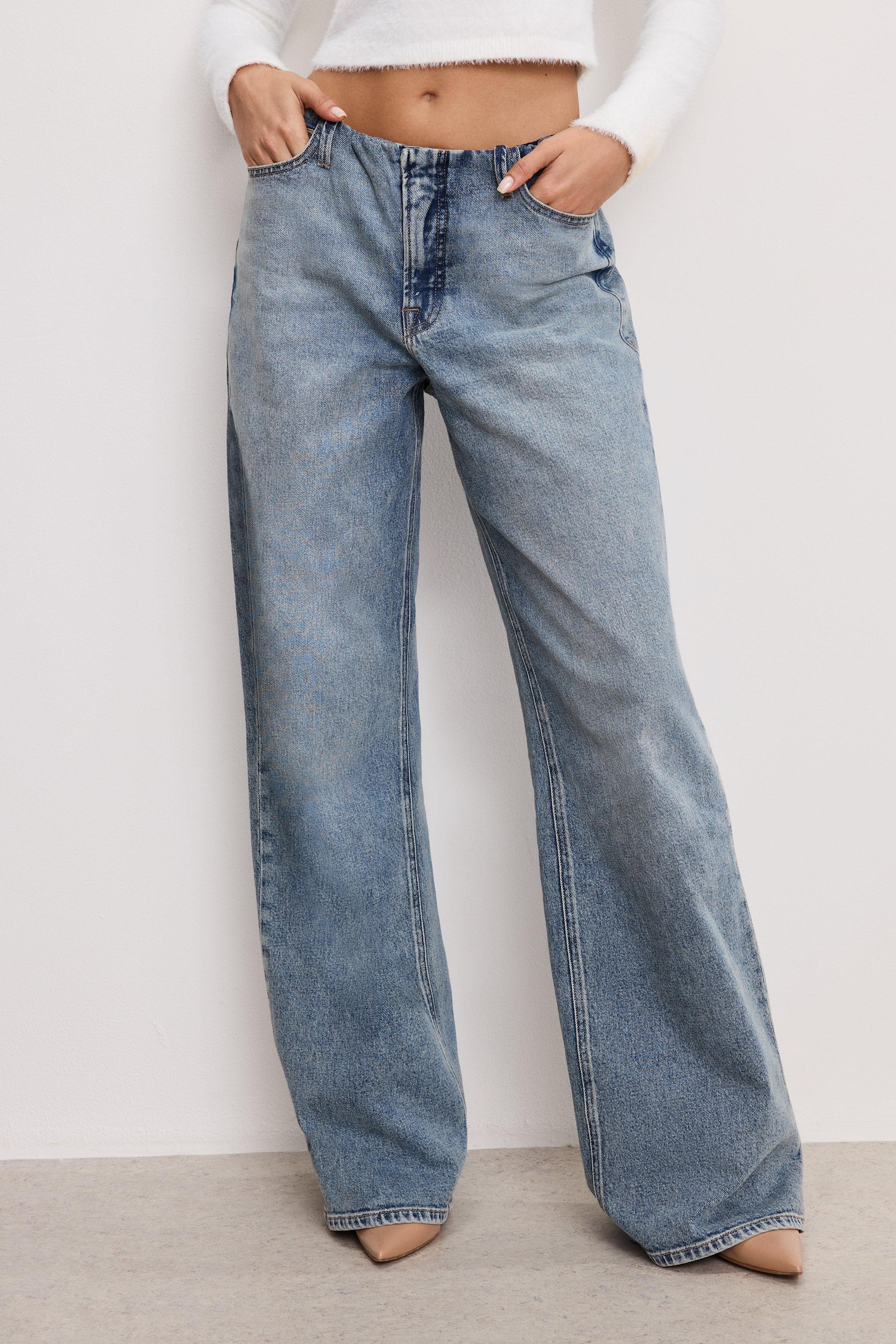 WIDE LEG PULL-ON JEANS | INDIGO825 Product Image