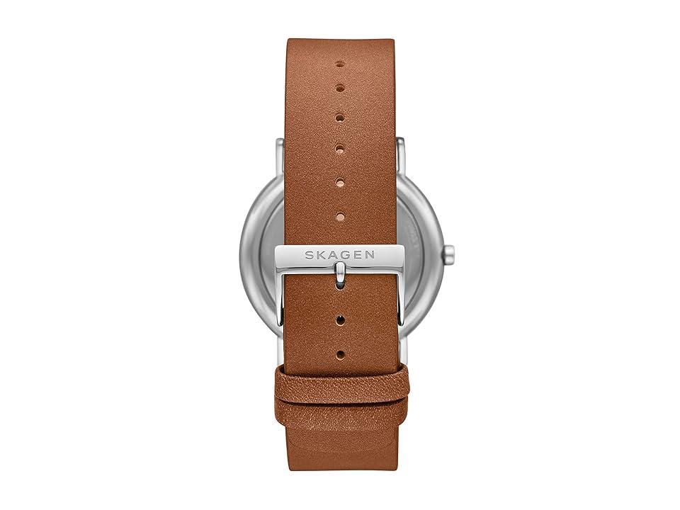 Skagen Signatur Three-Hand Men's Watch (SKW6578 Silver Leather) Watches Product Image