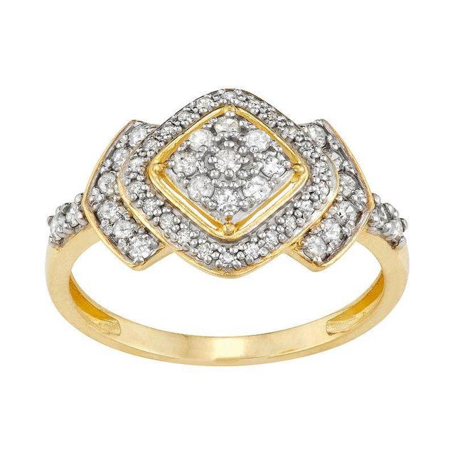 Tiara 10k Gold 1/2 Carat TW Diamond Halo Ring, Womens Product Image