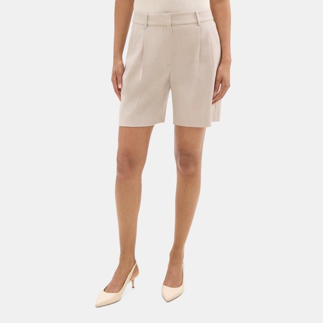 Stretch Linen-Blend Double Pleat Short | Theory Outlet Product Image