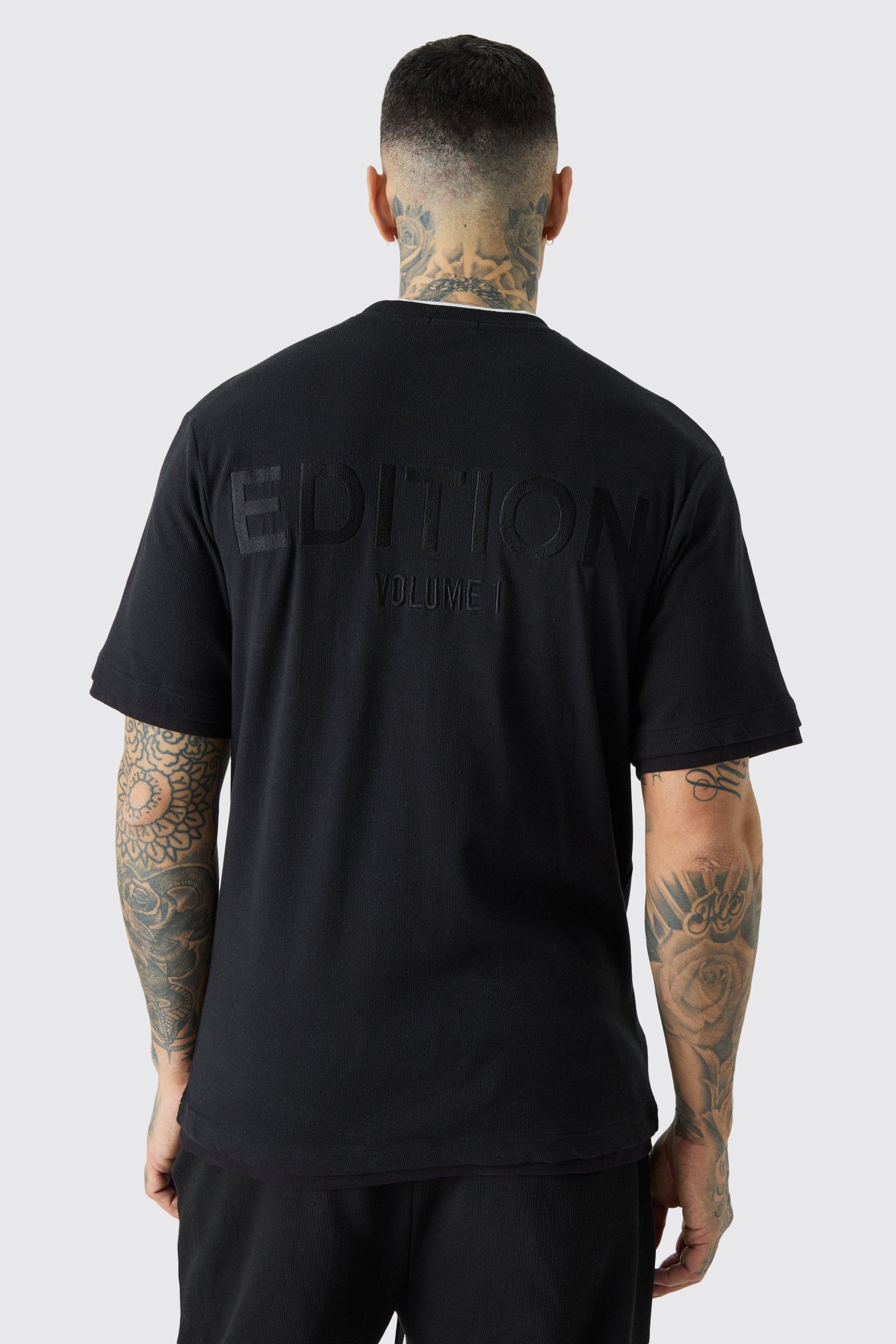 Tall EDITION Heavyweight Ribbed Fauxlayer T-shirt | boohooMAN USA Product Image