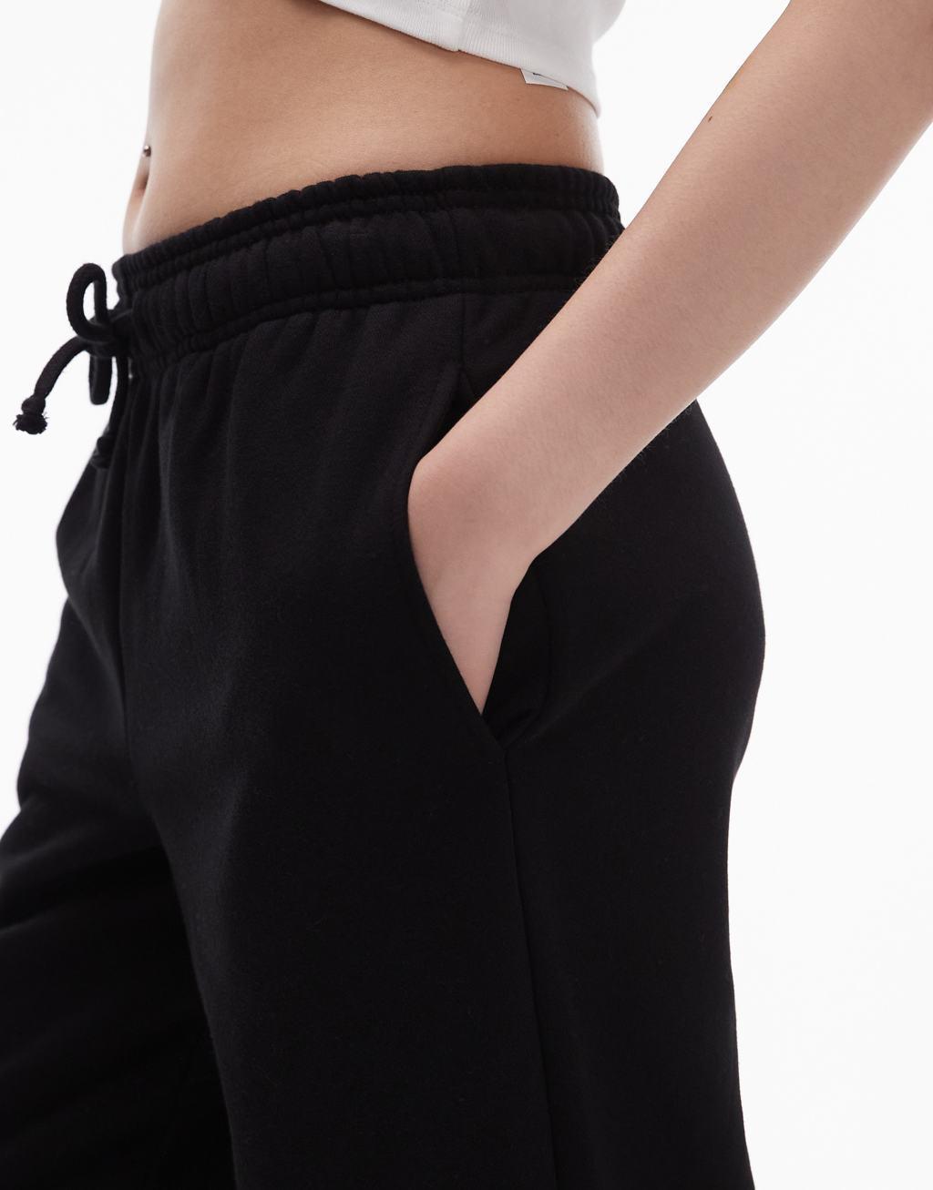 Topshop Petite straight leg sweatpants in black Product Image