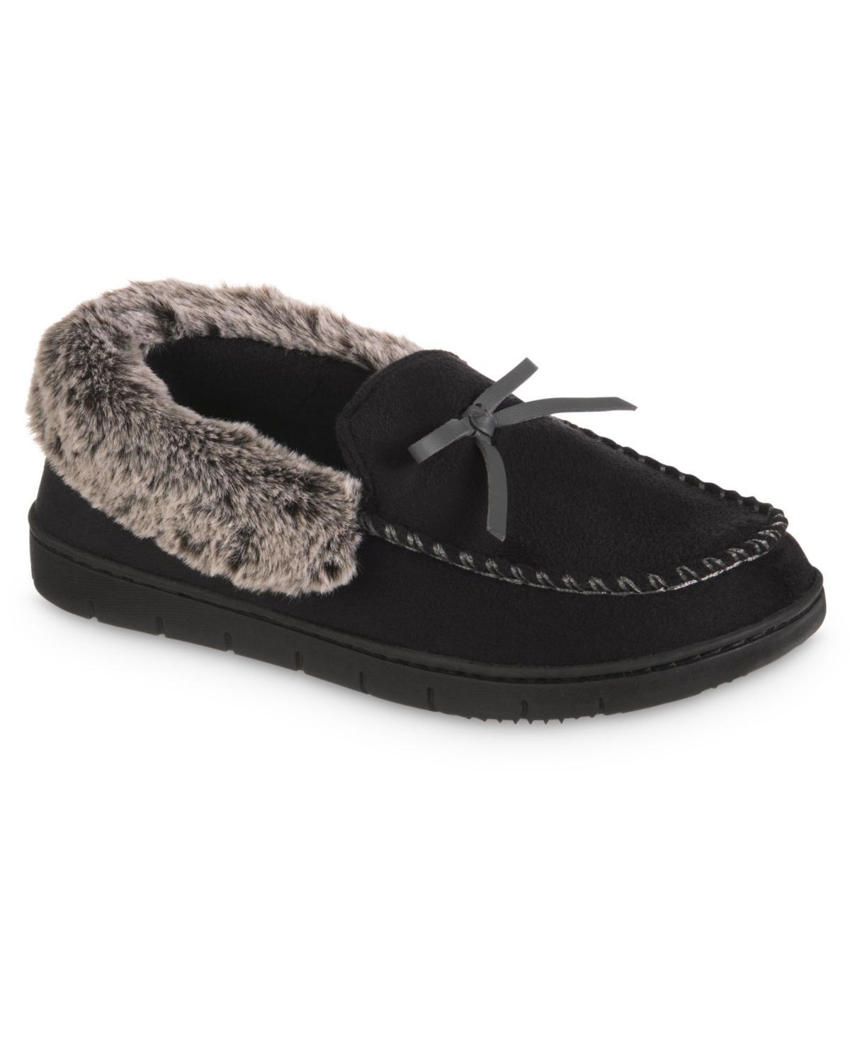 Isotoner Womens Recycled Microsuede Slippers - Black 6-7 Product Image