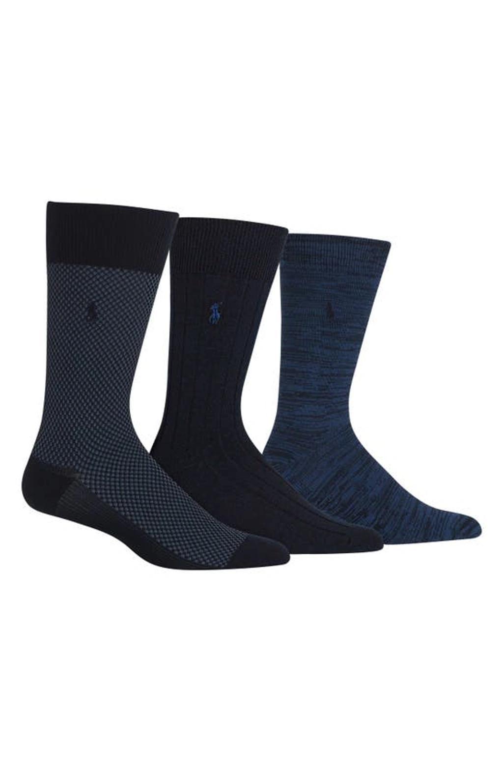 Supersoft Bird's Eye Assorted 3-pack Socks In Navy Product Image