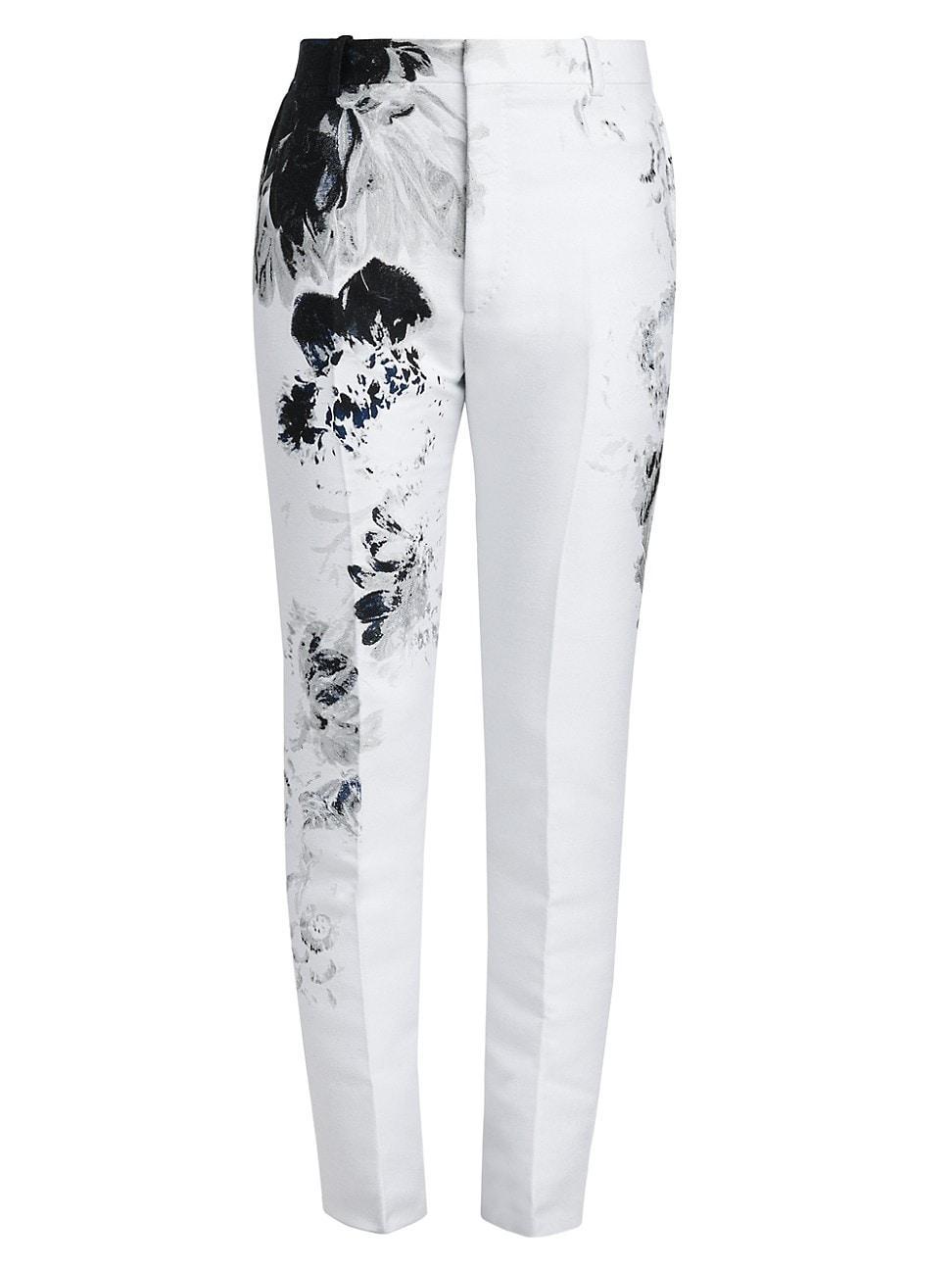 Mens Floral Cotton Suit Pants Product Image