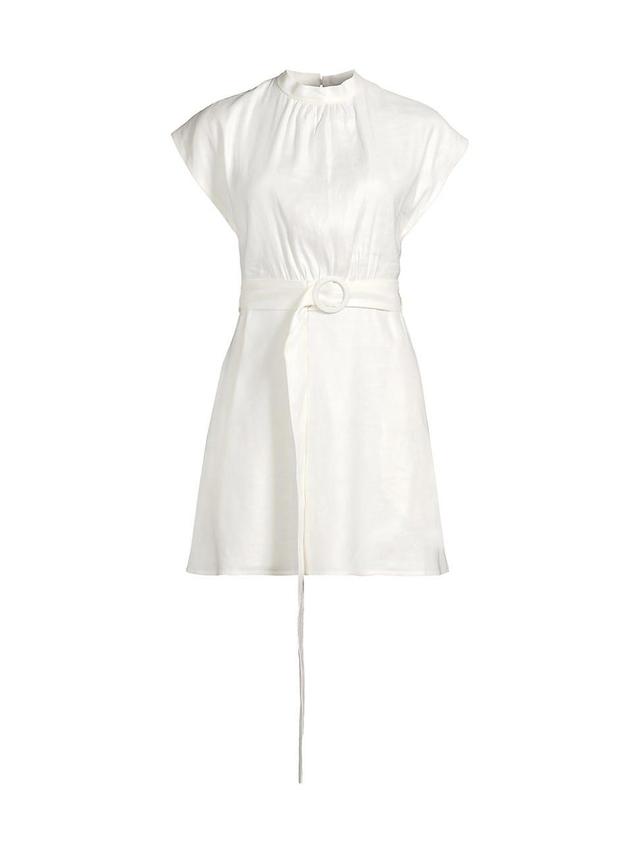 Womens Linen-Blend Belted Minidress Product Image