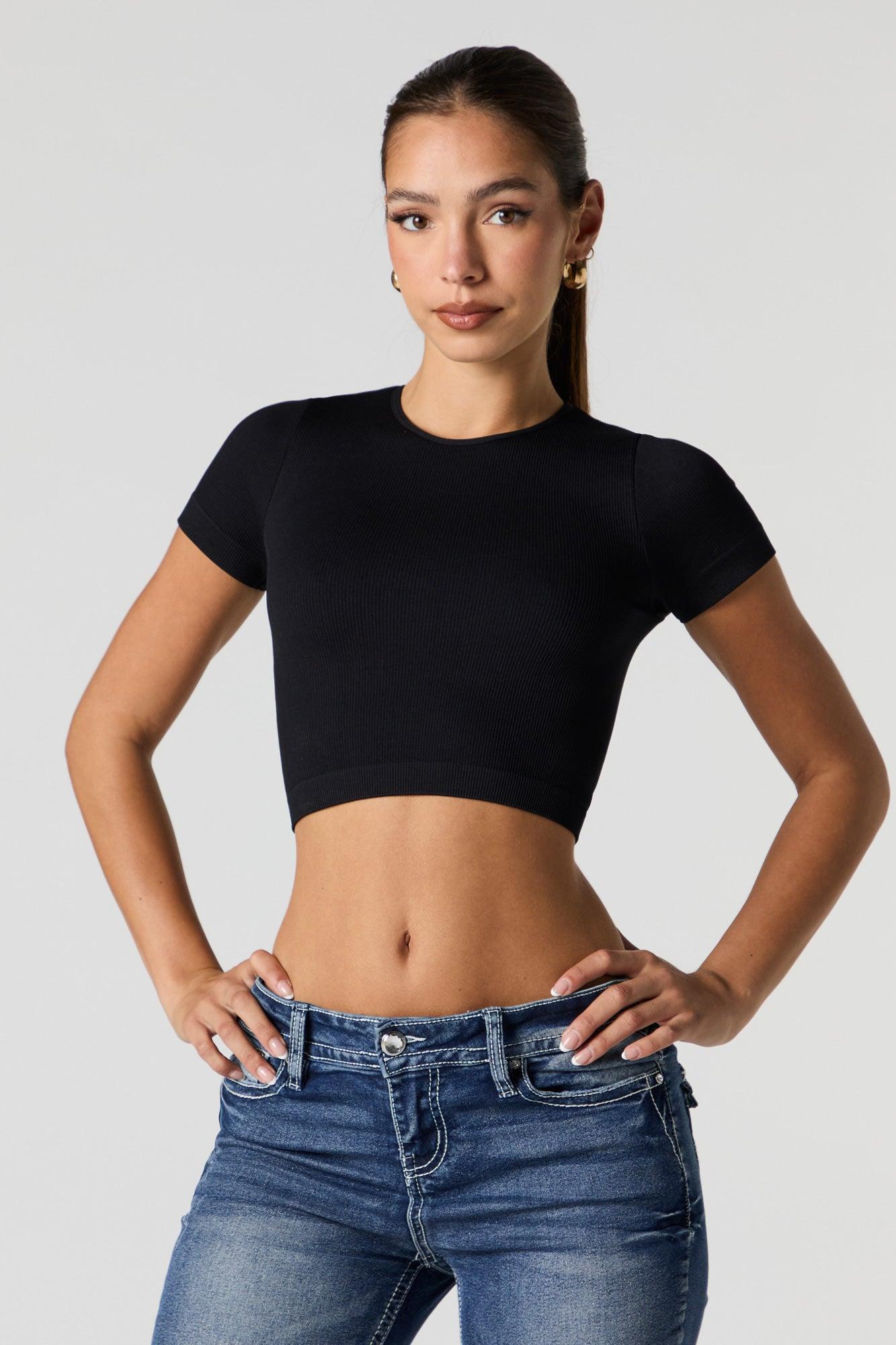 Seamless Ribbed Cropped T-Shirt Female product image