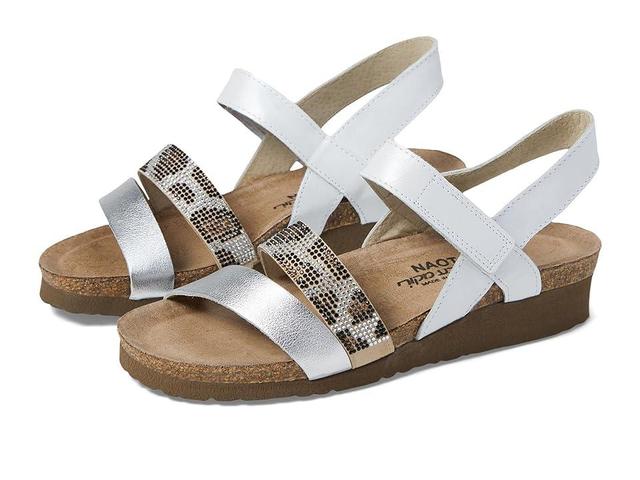 Naot Krista Pearl Leather/Soft Silver Leather/Beige Cheetah Rivets) Women's Sandals Product Image