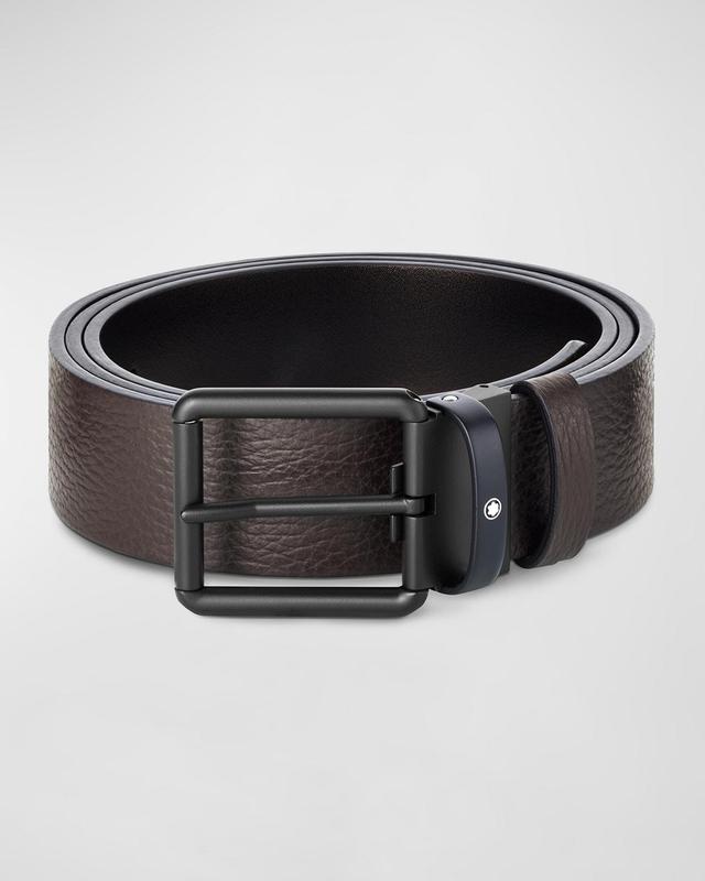 Mens Roll Pin Buckle Reversible Leather Belt Product Image