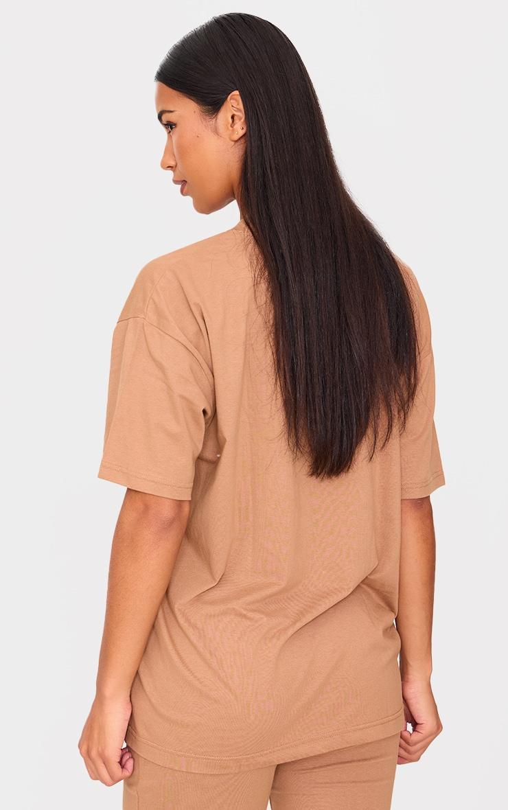 PRETTYLITTLETHING Mocha Printed Oversized T-shirt Product Image