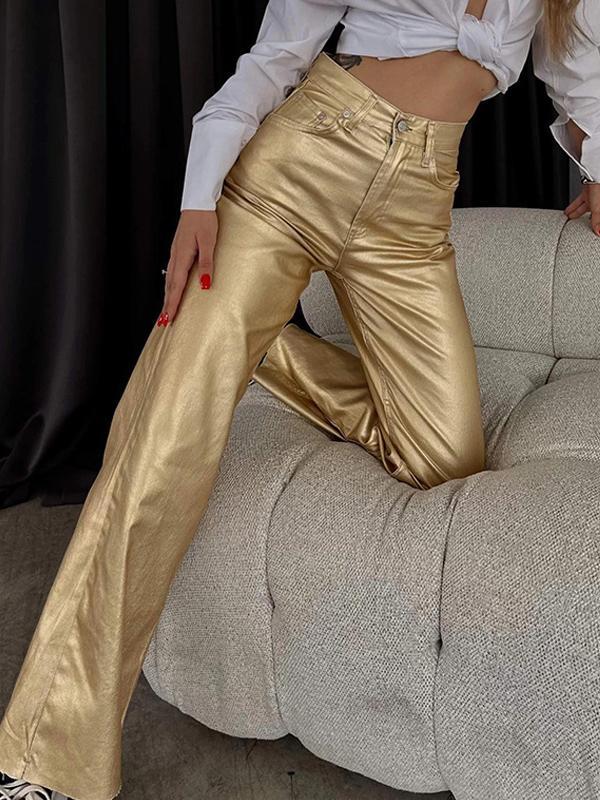 Wide Leg Pockets Solid Color Pants Trousers Product Image