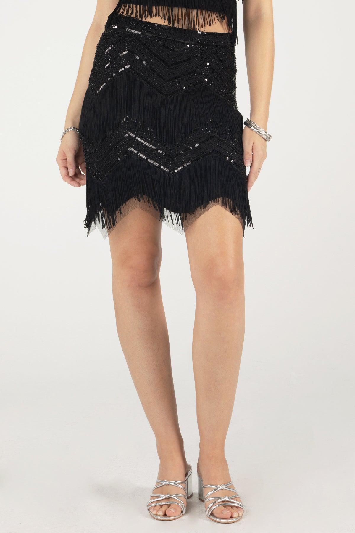 Embellished Fringe Mini Skirt product image