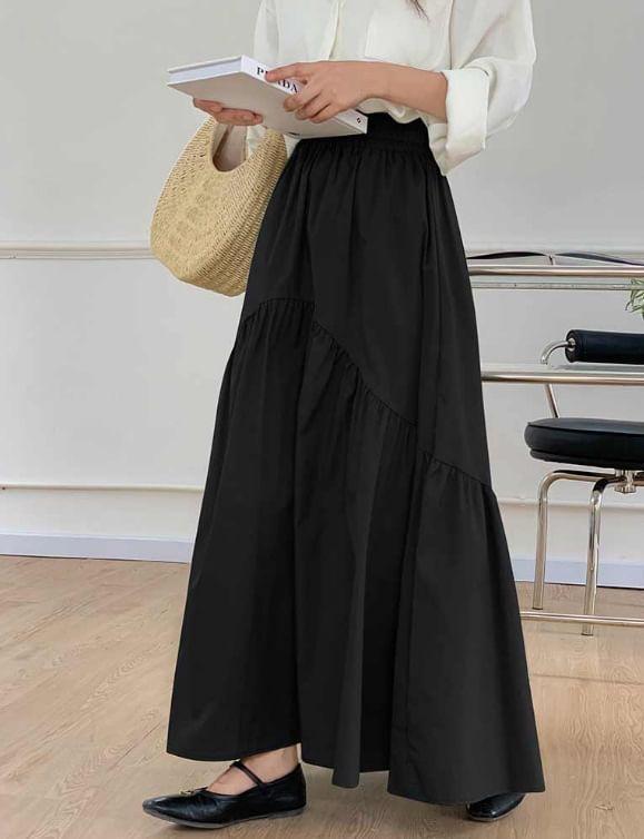 High Rise Ruffles Maxi Skirt Product Image