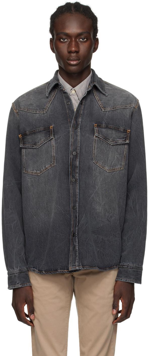 Black Faded Denim Shirt In Black 002 Product Image