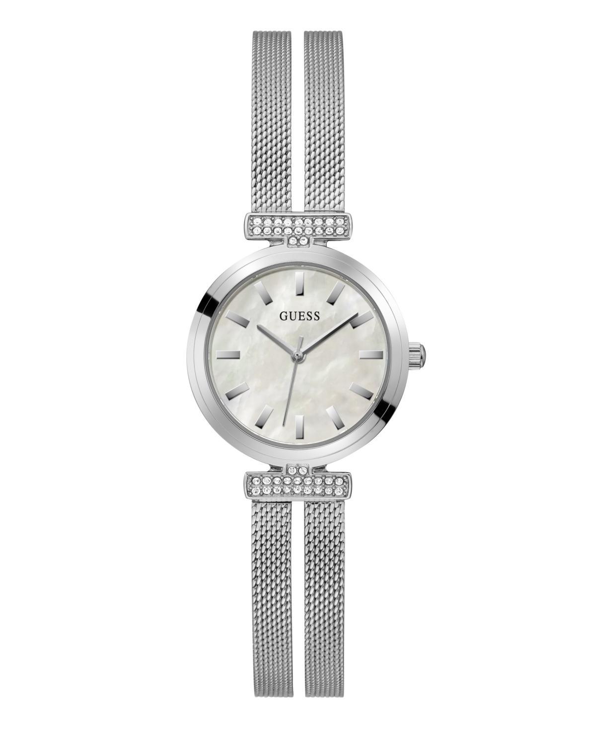 Guess Womens Analog Silver Tone Stainless Steel and Mesh Watch, 28mm - Silver Tone Product Image