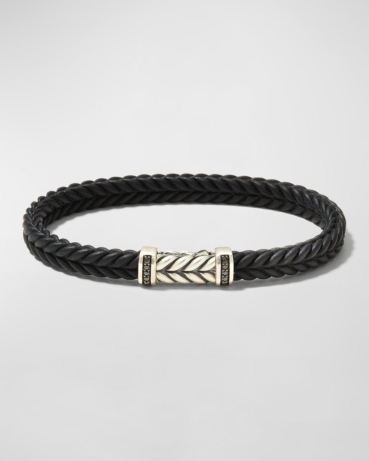 David Yurman Mens Chevron Black Rubber Bracelet with Pave Black Diamonds Product Image