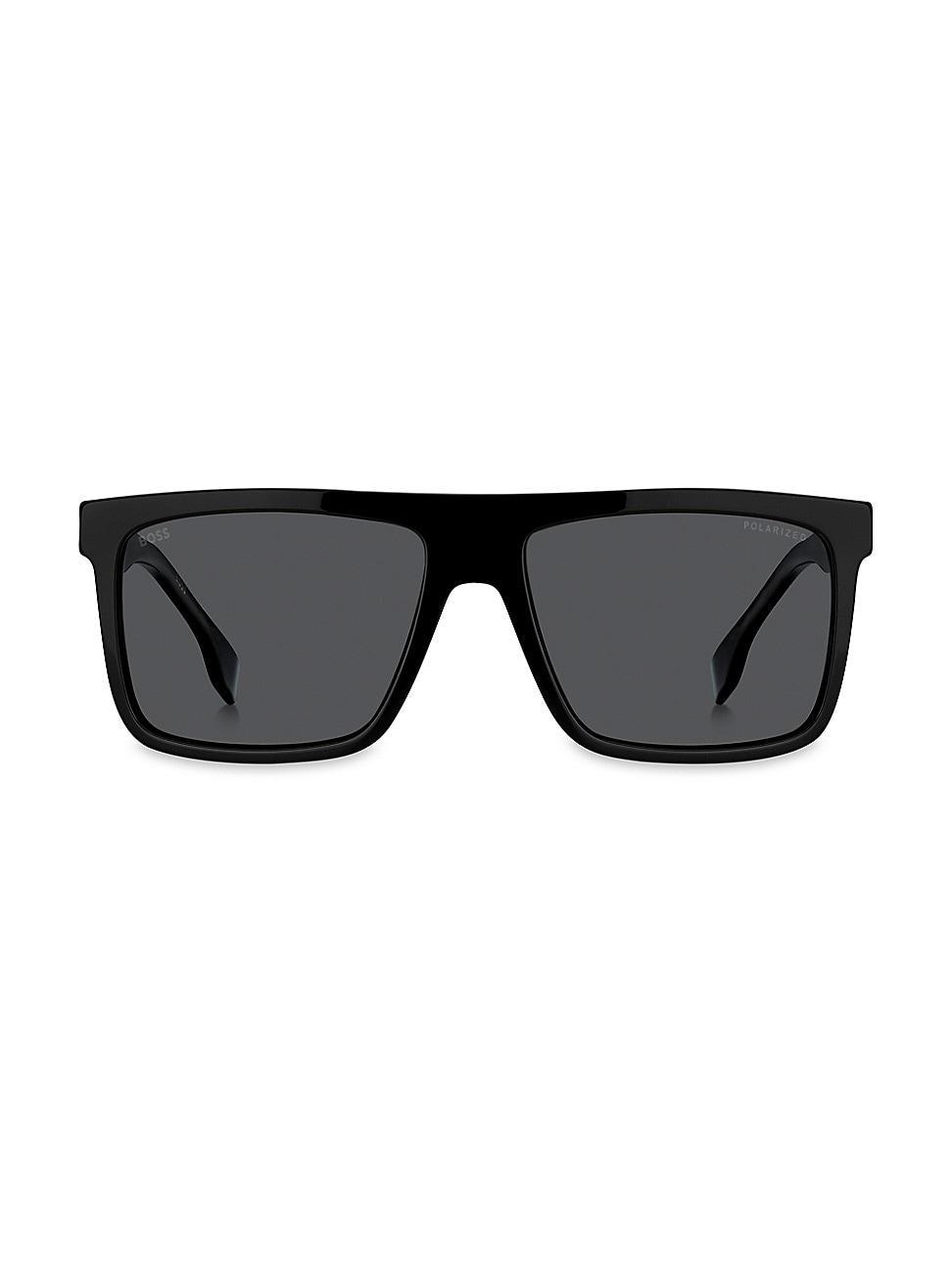 Mens 59MM Rectangle Havana Sunglasses Product Image