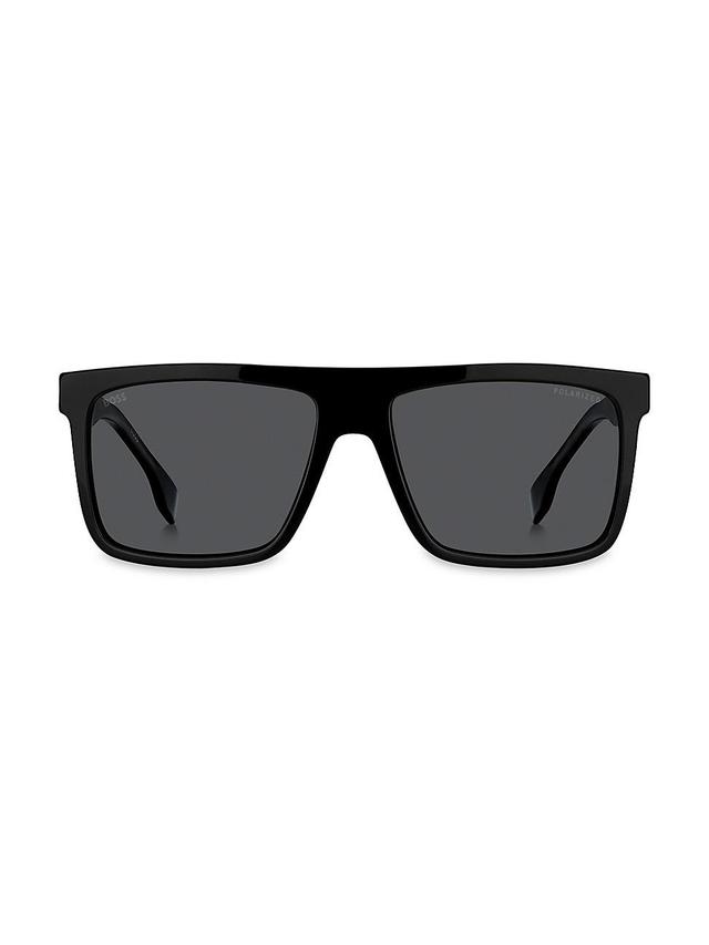 Mens 59MM Rectangle Havana Sunglasses Product Image