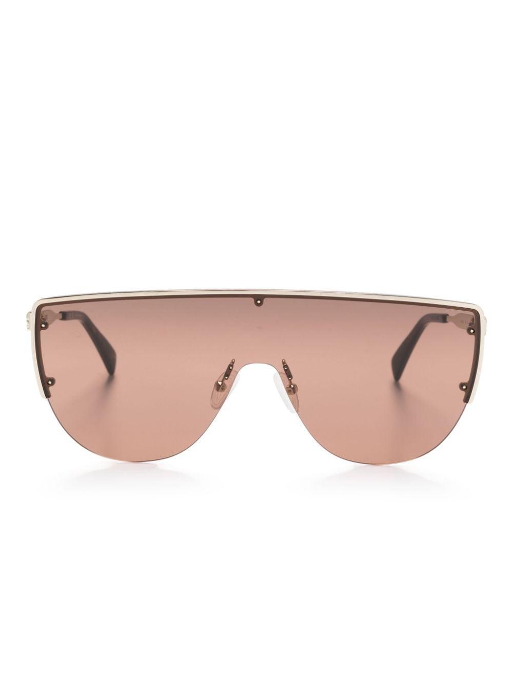 Skull-stud Shield-frame Sunglasses In Gold Product Image