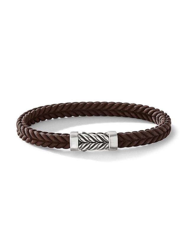 David Yurman Mens Chevron Bracelet in Black Rubber with Sterling Silver, 6mm Product Image