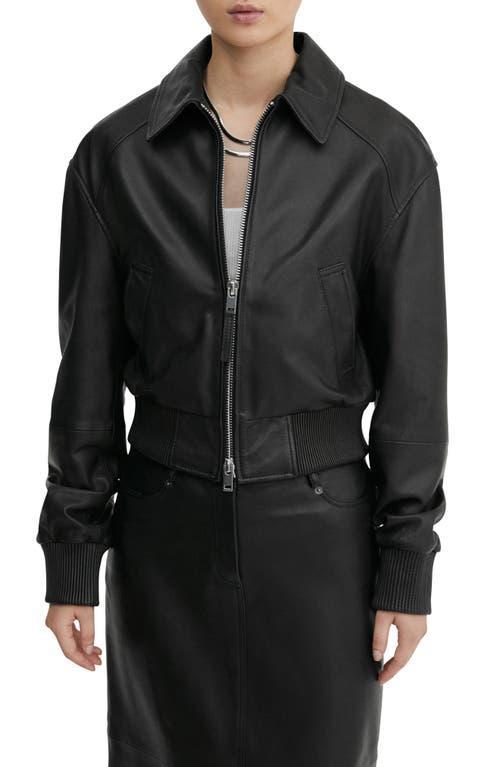 MANGO Leather Aviator Jacket Product Image