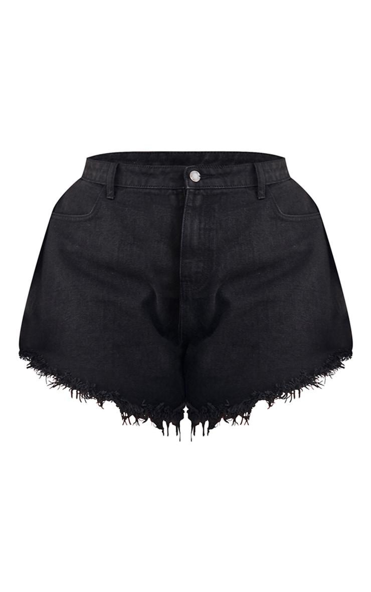 Plus Black Floaty Denim Shorts Product Image