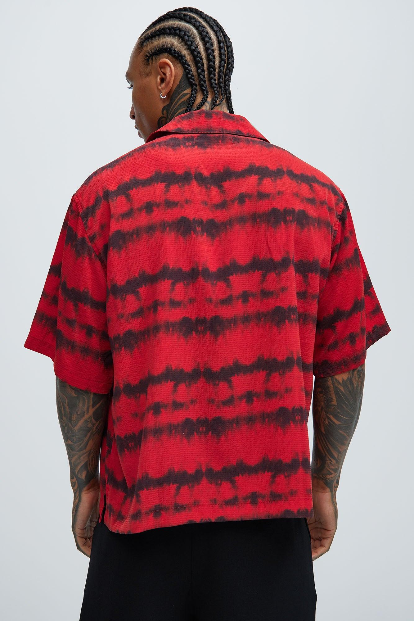 Lorenzo Tie Dye Textured Shirt - Red/combo Product Image