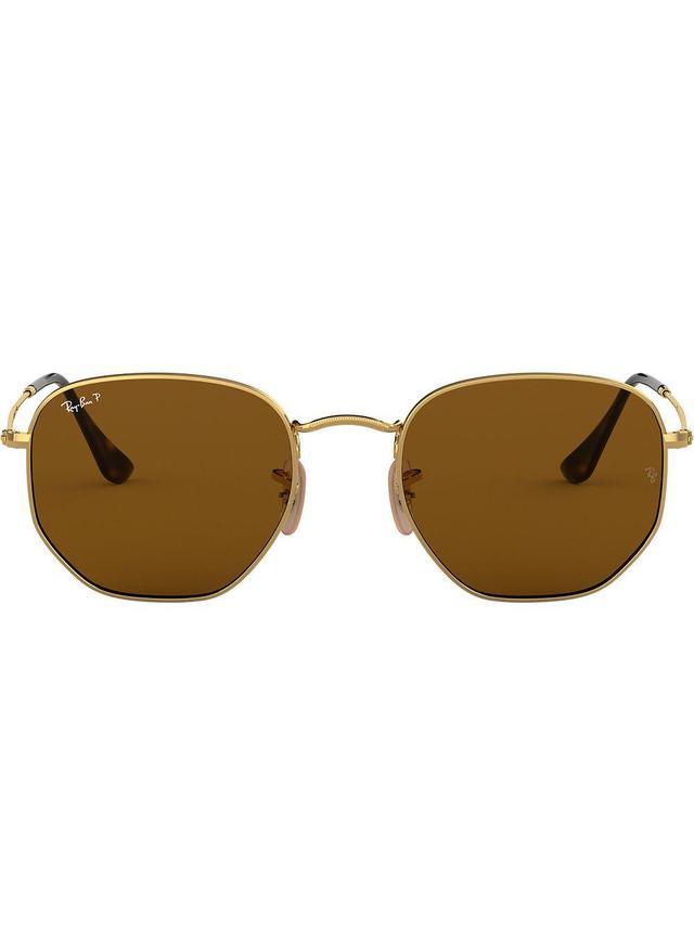 RAY BAN Hexagonal Flat Sunglasses In Gold_brown Product Image