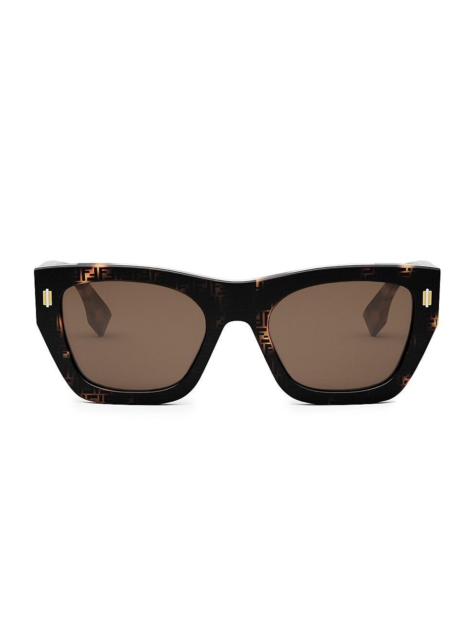 FENDI Womens FENDI Roma 53mm Havana Rectangle Sunglasses Product Image