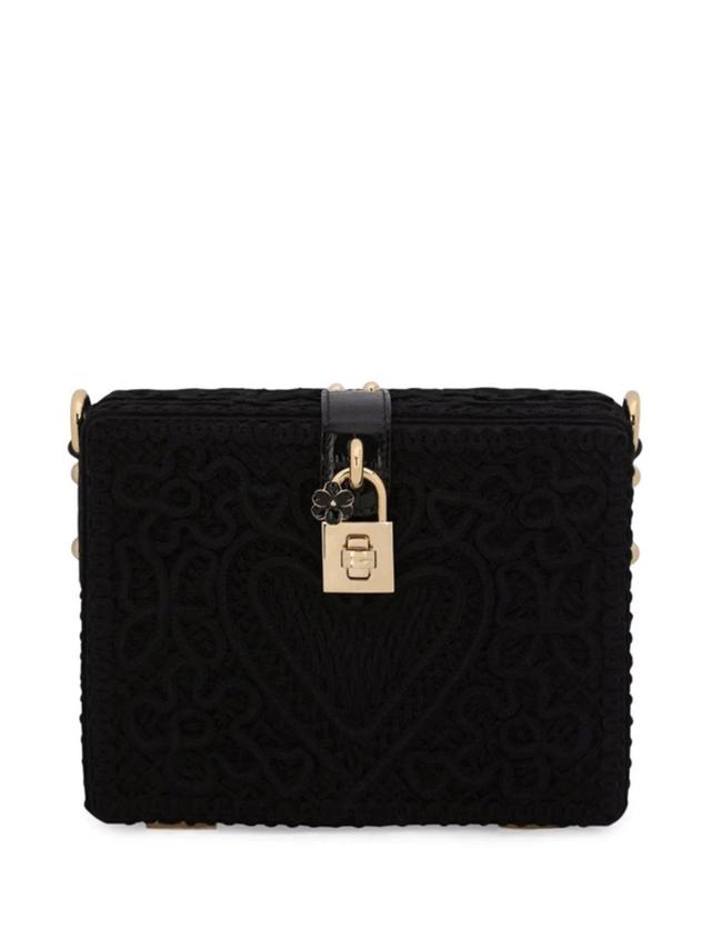 Dolce Box Embroidered Shoulder Bag In Black Product Image