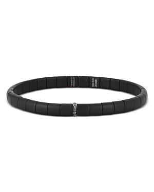 Roberto Demeglio Mens Pura Black Diamond & 18K White Gold Single Bead Stretch Bracelet Product Image