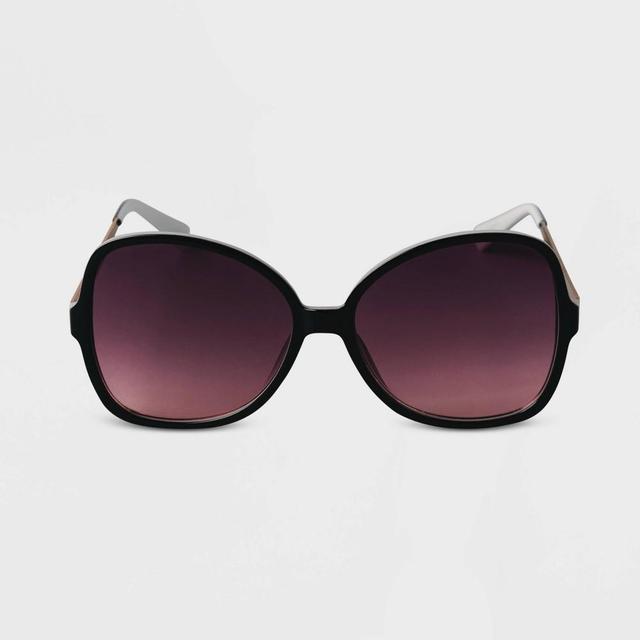 Womens Oversized Angular Butterfly Sunglasses - A New Day Black Product Image
