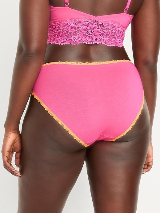 High-Waisted Lace-Trim Bikini Underwear Product Image