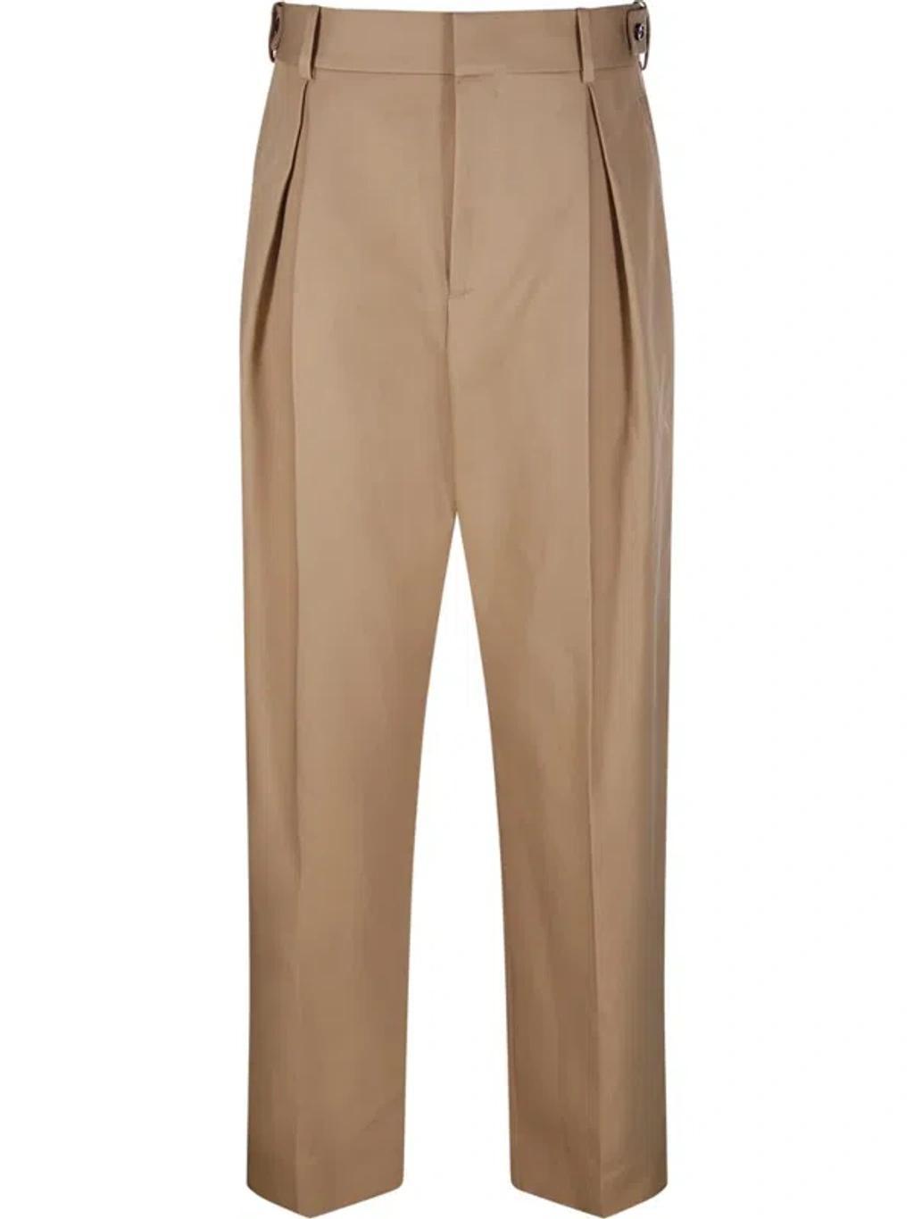 Twill Tapered Trousers In Beige Product Image