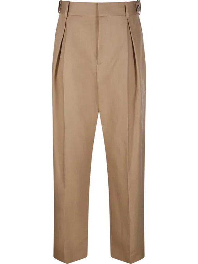 Twill Tapered Trousers In Beige Product Image