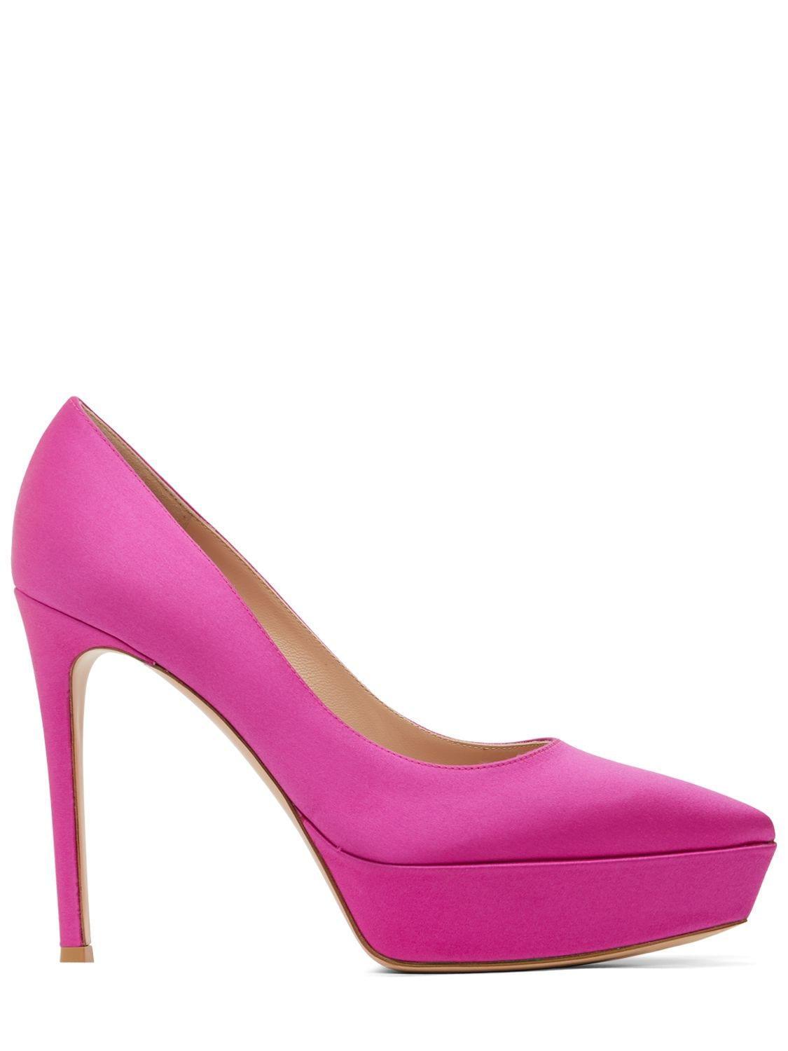 105mm Dasha Satin High Heel Pumps In Fuchsia Product Image