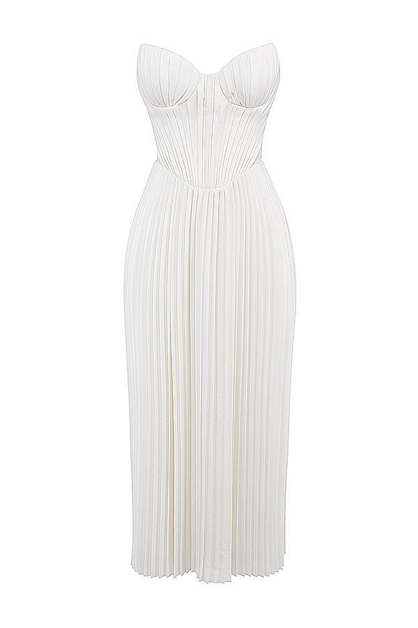 Amorata Ivory Pleated Maxi Dress Product Image