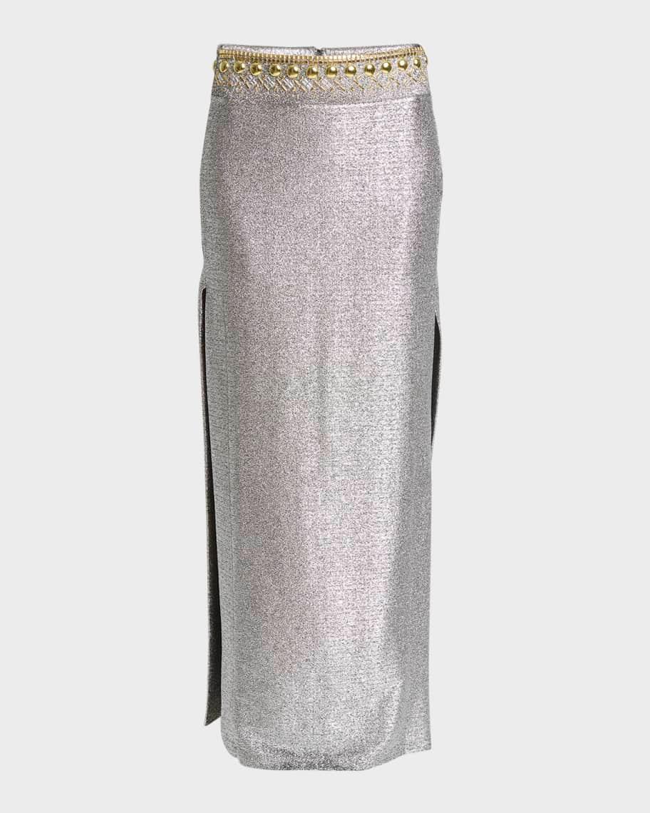 Jupe Metallic Jersey Embellished Maxi Skirt  Product Image