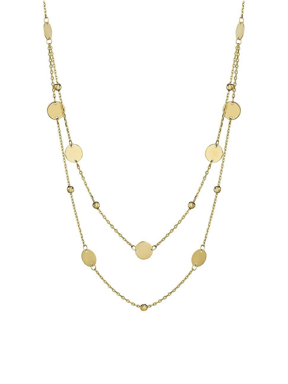 Womens 14K Yellow Solid Gold Manhattan Layered Station Necklace Product Image