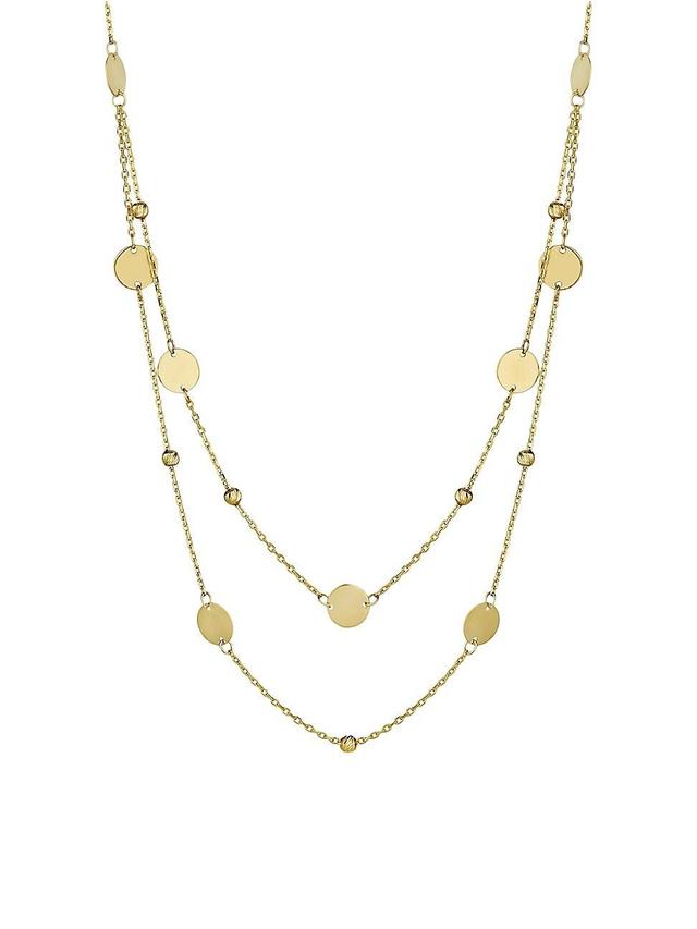 Womens 14K Yellow Solid Gold Manhattan Layered Station Necklace Product Image