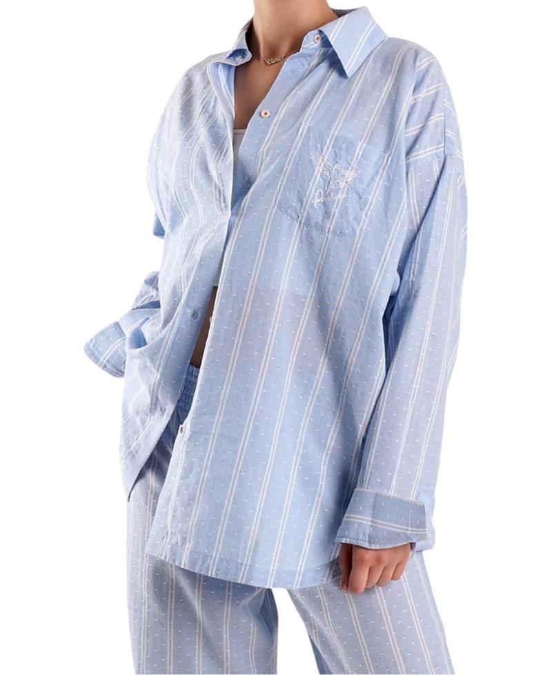 Peachaus Womens Yew Striped Ethical-Cotton Pajama Shirt Product Image